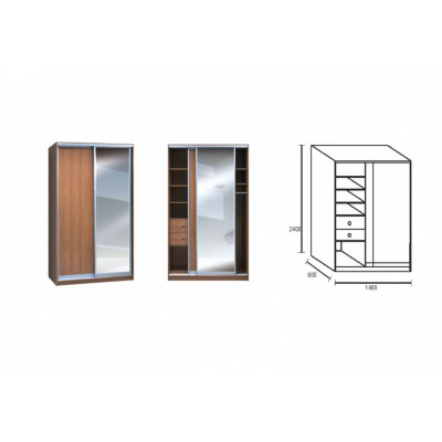 Шкаф-купе 2-х створчатый с одним зеркалом