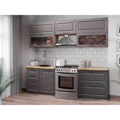 Кухня "Брауни" с мойкой из искусственного камня 1,8 (2,4)