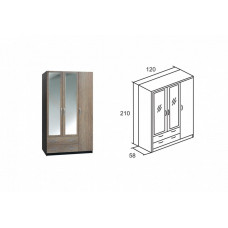 Шкаф 3-х створчатый с зеркалом в упаковке