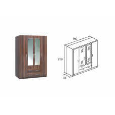 Шкаф 4-х створчатый с зеркалами в упаковке