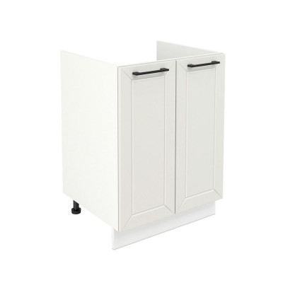 Шкаф нижний под мойку ШНМ 600 Корпус: ЛДСП белый 16мм; фасад: фрезеровка Кельн, МДФ софт айвори 16 мм