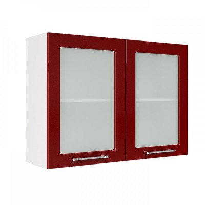 Шкаф верхний со стеклом ШВС 1000 (Олива белый / металлик черный), ICM000009829