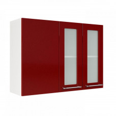 Шкаф верхний угловой со стеклом ШВУПС 1000 (Нувель белый / бетон коричневый)