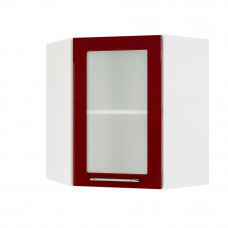 Шкаф верхний угловой со стеклом ШВУС 550 (Виста белый / глянец ваниль)