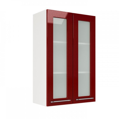 Шкаф верхний со стеклом (премьер) ШВС 600Н (Олива белый / металлик белый), ICM000011894