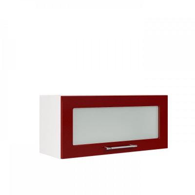 Шкаф верхний горизонтальный со стеклом ШВГС 800 (Нувель белый / бетон коричневый), ICM000010443