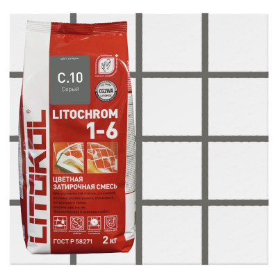 Затирка цементная Litochrom 1-6 С.10 2 кг цвет серый, SM-11475220