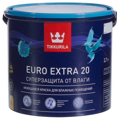 Краска Tikkurila Euro-20 база А 2.7 л, SM-12355095