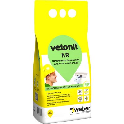 Шпаклёвка полимерная финишная Weber Vetonit KR, 5 кг, SM-12560208