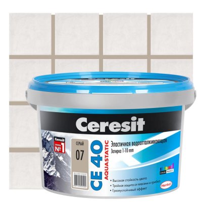 Затирка цементная Ceresit СЕ 40 водоотталкивающая 2 кг цвет серый, SM-12778266