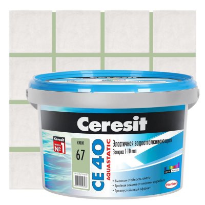 Затирка цементная Ceresit СЕ 40 водоотталкивающая 2 кг цвет киви, SM-12778936