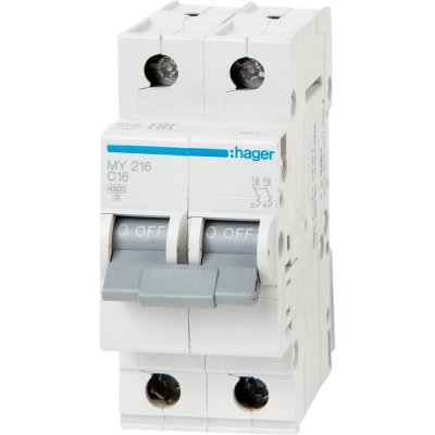Выключатель автоматический Hager 2 полюса 16 A, SM-12868106