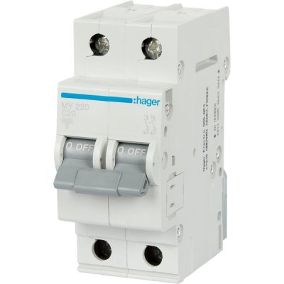 Выключатель автоматический Hager 2 полюса 20 A, SM-12868122