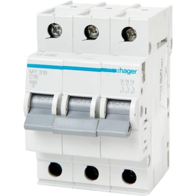 Выключатель автоматический Hager 3 полюса 16 A, SM-12868296