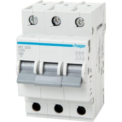 Выключатель автоматический Hager 3 полюса 25 A, SM-12868341