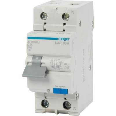 Автомат дифференциальный Hager 2 полюса 16 А, SM-12868675