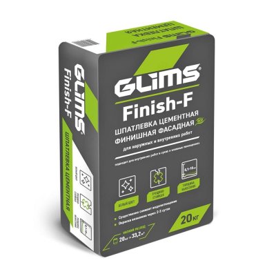 Шпаклёвка цементная финишная Glims Finish-F 20 кг, SM-13116109