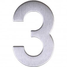 Цифра «3» самоклеящаяся 95х62 мм нержавеющая сталь цвет серебро