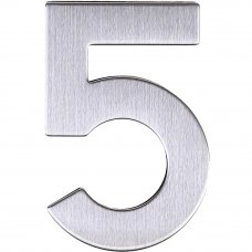 Цифра «5» самоклеящаяся 95х62 мм нержавеющая сталь цвет серебро