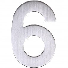 Цифра «6» самоклеящаяся 95х62 мм нержавеющая сталь цвет серебро