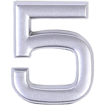 Цифра «5» самоклеящаяся 40х32 мм пластик цвет матовое серебро, SM-13603759