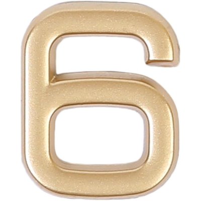 Цифра «6» самоклеящаяся 40х32 мм пластик цвет матовое золото, SM-13603927