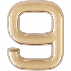Цифра «9» самоклеящаяся 40х32 мм пластик цвет матовое золото