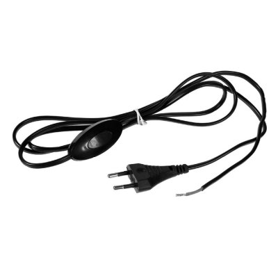 Шнур с проходным выключателем 1.8 м цвет чёрный, SM-13637983