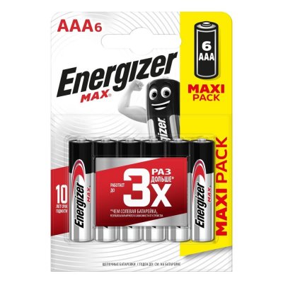 Батарейка алкалиновая Energizer Max AAA/LR03 FSB 6 шт., SM-14007879