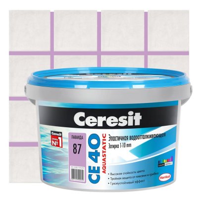 Затирка цементная Ceresit CE 40/2 водоотталкивающая цвет лаванда, SM-14978309