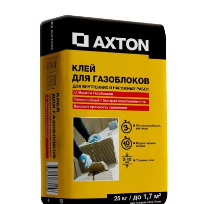 Клей для газоблоков Axton 25 кг, SM-15163435