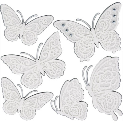 Наклейка 3D «Белые бабочки» СВА 1402, SM-15471446