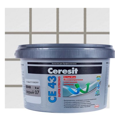 Затирка цементная Ceresit CE 43/2 водоотталкивающая цвет серый, SM-16236296