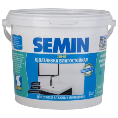 Шпаклёвка полимерная финишная Semin SEM-WP 8 кг, SM-16420317