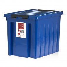 Контейнер Rox Box 39x40x50 см, 50 л, пластик цвет синий с крышкой и роликами