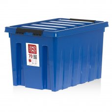 Контейнер Rox Box 58x39x35 см, 70 л, пластик цвет синий с крышкой с роликами