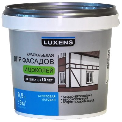 Краска для фасадов и цоколей Luxens база А 0.9 л, SM-17120295