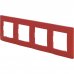 Рамка для розеток и выключателей Legrand Etika 4 поста, цвет красный, SM-17356767
