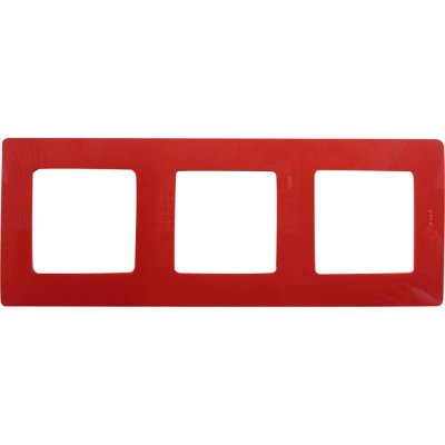 Рамка для розеток и выключателей Legrand Etika 3 поста, цвет красный, SM-17356775