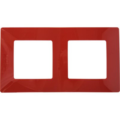 Рамка для розеток и выключателей Legrand Etika 2 поста, цвет красный, SM-17356783
