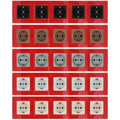 Рамка для розеток и выключателей Legrand Etika 5 постов, цвет красный, SM-17356804