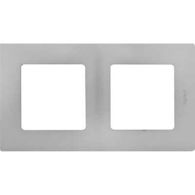 Рамка для розеток и выключателей Legrand Etika 2 поста, цвет алюминий, SM-17356960