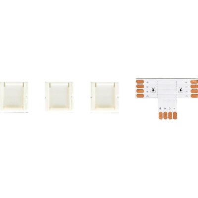 Коннекторы для RGB светодиодной ленты 5050 12-24 В 10 мм IP20 Т-образный 3 клипсы, контакты по центру, SM-17677181