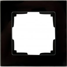 Рамка для розеток и выключателей Werkel Favorit 1 пост, стекло, цвет чёрный