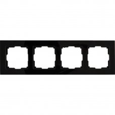 Рамка для розеток и выключателей Werkel Favorit 4 поста, стекло, цвет чёрный