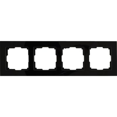 Рамка для розеток и выключателей Werkel Favorit 4 поста, стекло, цвет чёрный, SM-17781624