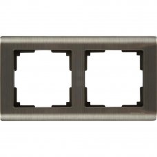 Рамка для розеток и выключателей Werkel Metallic 2 поста, металл, цвет глянцевый никель