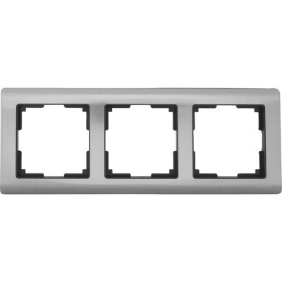 Рамка для розеток и выключателей Werkel Metallic 3 поста, металл, цвет глянцевый никель, SM-17781851