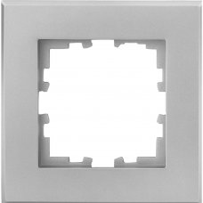 Рамка для розеток и выключателей Lexman Виктория плоская, 1 пост, цвет серебристый матовый