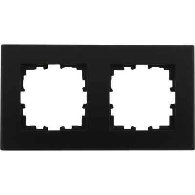 Рамка для розеток и выключателей Lexman Виктория плоская, 2 поста, цвет чёрный, SM-17919540